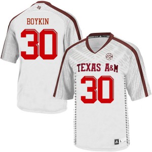 Mens Texas A&M University #30 Andrew Boykin White Stitched Jerseys 311442-959