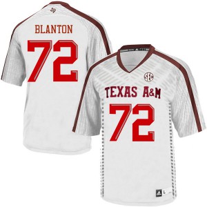 Mens Texas A&M Aggies #72 Colten Blanton White Embroidery Jersey 552351-291