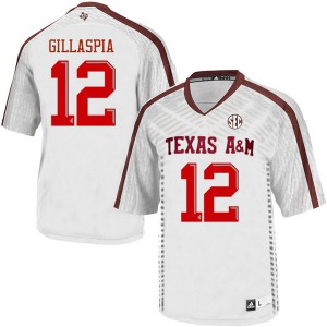 Men's Texas A&M University #12 Cullen Gillaspia White Official Jerseys 792746-527