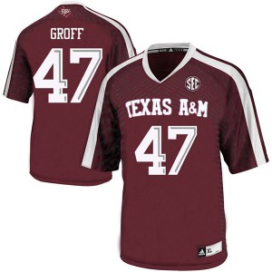 Mens Texas A&M Aggies #47 Jacob Groff Maroon Embroidery Jerseys 991727-114