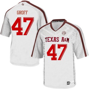 Men's Texas A&M University #47 Jacob Groff White NCAA Jerseys 734430-959