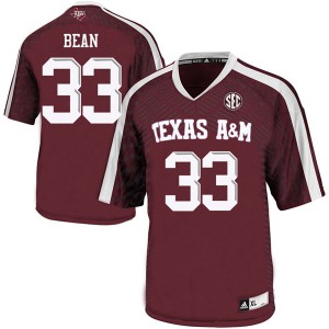 Men's Texas A&M University #33 Justice Bean Maroon Stitch Jersey 879511-110