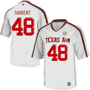 Mens Texas A&M Aggies #48 Mason Sargent White Embroidery Jersey 181492-607