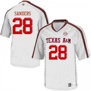 Men's Texas A&M University #28 AJ Sanders White Stitched Jerseys 381211-893