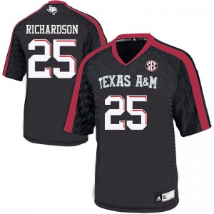 Men's Texas A&M University #25 Cordarrian Richardson Black Official Jerseys 574743-824