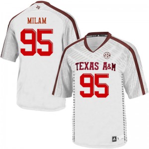 Men's Texas A&M University #95 Danny Milam White Stitch Jersey 761508-791