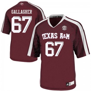 Mens Texas A&M #67 Galen Gallagher Maroon Football Jersey 759382-794