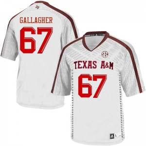 Men's Texas A&M University #67 Galen Gallagher White Stitched Jersey 180866-210