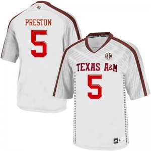 Men Texas A&M Aggies #5 Jalen Preston White Official Jerseys 996365-978