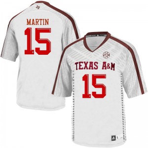 Mens Texas A&M University #15 Jeremiah Martin White Football Jerseys 693667-925