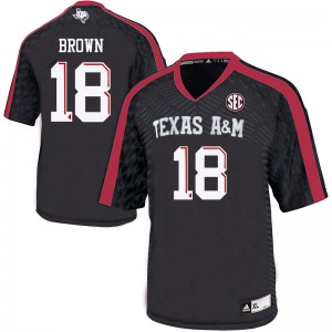 Mens Aggies #18 Kam Brown Black Embroidery Jersey 164399-888