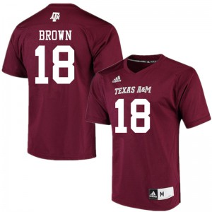 Mens Texas A&M #18 Kam Brown Maroon Official Jerseys 272910-136