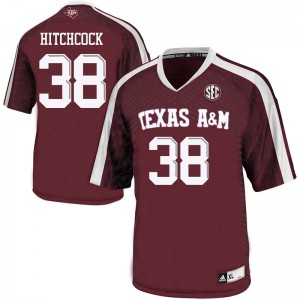Mens Aggies #38 Konnor Hitchcock Maroon Embroidery Jerseys 613427-163