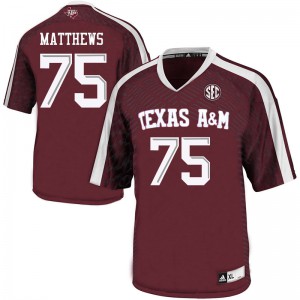 Men Texas A&M #75 Luke Matthews Maroon High School Jersey 969041-869