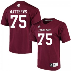 Men Texas A&M #75 Luke Matthews Maroon Alumni Jerseys 610165-454
