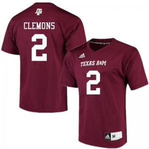 Mens Texas A&M #2 Micheal Clemons Maroon Embroidery Jerseys 498695-279