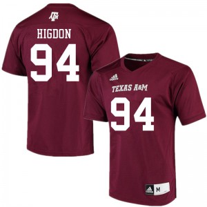 Mens Texas A&M Aggies #94 Spencer Higdon Maroon High School Jerseys 446734-921