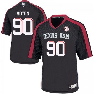 Mens Texas A&M #90 TD Moton Black Alumni Jersey 215994-303