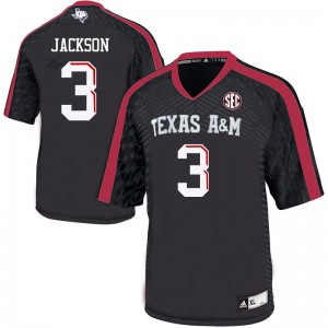 Men's Texas A&M University #3 Vernon Jackson Black Official Jerseys 455724-301