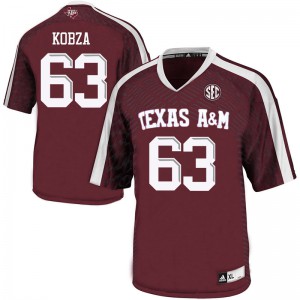 Men Texas A&M University #63 Braedon Kobza Maroon Football Jersey 445289-803