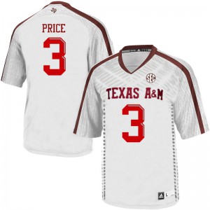 Men Texas A&M University #3 Devin Price White Football Jerseys 369660-520