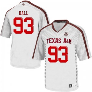 Mens Texas A&M University #93 Ethan Hall White NCAA Jerseys 794835-976