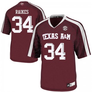Men Texas A&M Aggies #34 Isaiah Raikes Maroon Alumni Jerseys 679229-952