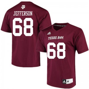 Men's Texas A&M #68 Jordan Jefferson Maroon Alternate Embroidery Jerseys 112425-245