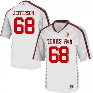 Men TAMU #68 Jordan Jefferson White University Jerseys 716983-762