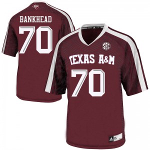 Men Texas A&M University #70 Josh Bankhead Maroon College Jersey 755650-845
