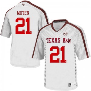 Men's Texas A&M University #21 Joshuah Moten White Football Jerseys 475782-371