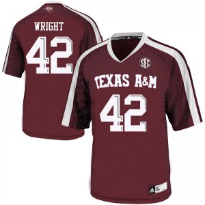 Men Texas A&M Aggies #42 Max Wright Maroon Stitched Jersey 483708-738