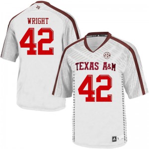 Mens Texas A&M Aggies #42 Max Wright White Stitched Jerseys 411431-116