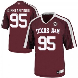 Men Texas A&M Aggies #95 Nik Constantinou Maroon Football Jersey 928058-112