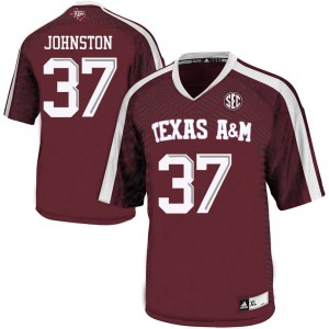 Mens Texas A&M University #37 Reed Johnston Maroon Stitch Jerseys 405660-826