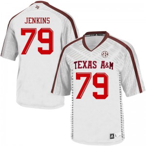Men's Aggies #79 Tank Jenkins White Official Jerseys 165104-108