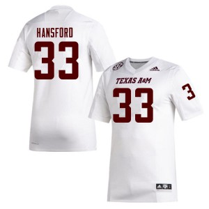 Men's Texas A&M Aggies #33 Aaron Hansford White Embroidery Jersey 442656-201