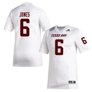 Men's Texas A&M University #6 Adarious Jones White Embroidery Jersey 221241-531