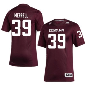 Men Texas A&M #39 Caleb Merrell Maroon Stitch Jersey 504301-717