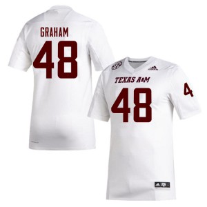 Men's Texas A&M University #48 Jacob Graham White Embroidery Jerseys 250635-928