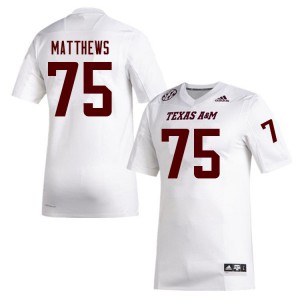 Men's Texas A&M University #75 Luke Matthews White Stitch Jerseys 618646-297
