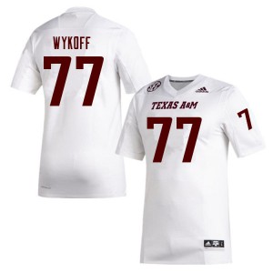 Mens Texas A&M University #77 Matthew Wykoff White Football Jersey 800577-395