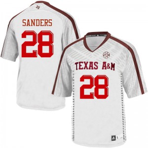 Mens Texas A&M Aggies #28 A.J. Sanders White Embroidery Jersey 297402-129