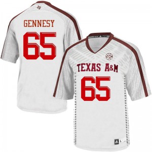 Men Texas A&M Aggies #65 Avery Gennesy White Alumni Jerseys 873504-173