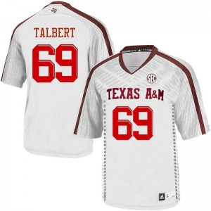 Men Texas A&M Aggies #69 Brayden Talbert White Player Jerseys 819162-377