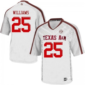 Men's Texas A&M University #25 Brian Williams White College Jerseys 979727-838