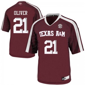 Mens Aggies #21 Charles Oliver Maroon Embroidery Jersey 334102-437