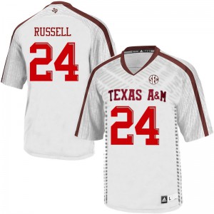 Mens Texas A&M University #24 Chris Russell White Embroidery Jersey 691890-613