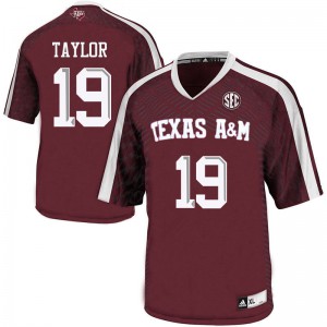Mens Texas A&M Aggies #19 Colton Taylor Maroon Player Jersey 554443-784
