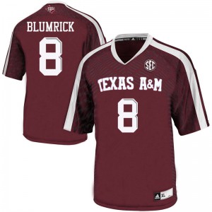 Men Texas A&M #8 Connor Blumrick Maroon Stitched Jerseys 655156-427